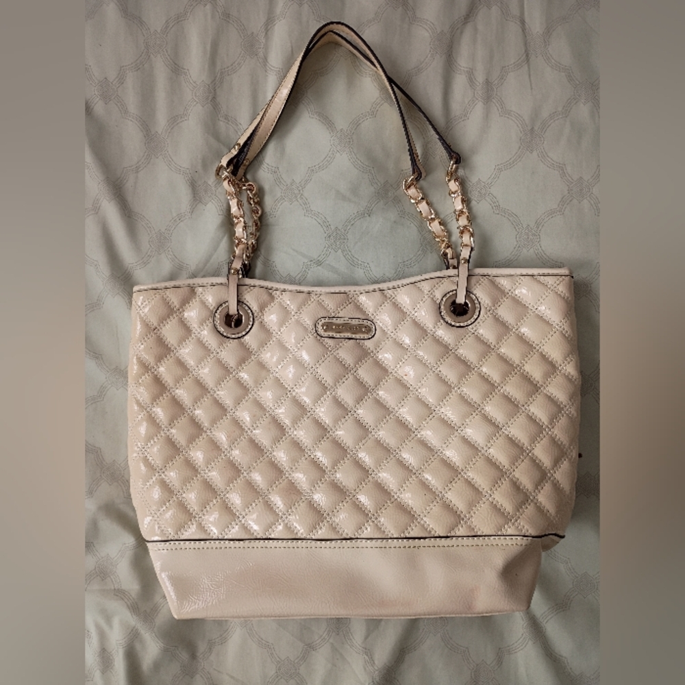 Anne Klein Cream Quilted Tote Bag